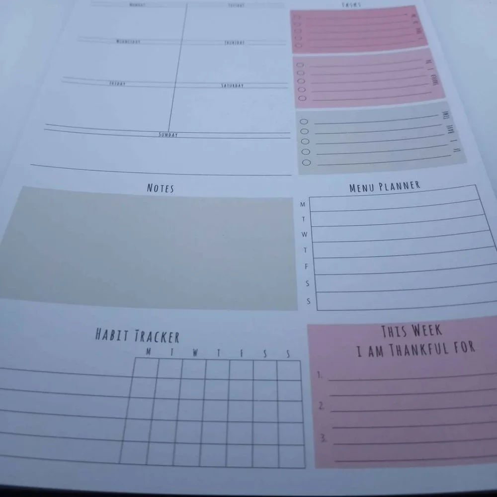 Weekly Planner Undated To-Do Task Checklist Meal Plan Habit Tracker 8.5*5.5 Inch